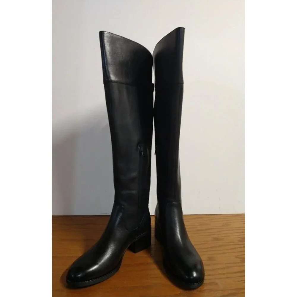 INC International Concepts Karmennl Black Leather Over-Knee-High Boots Size 7